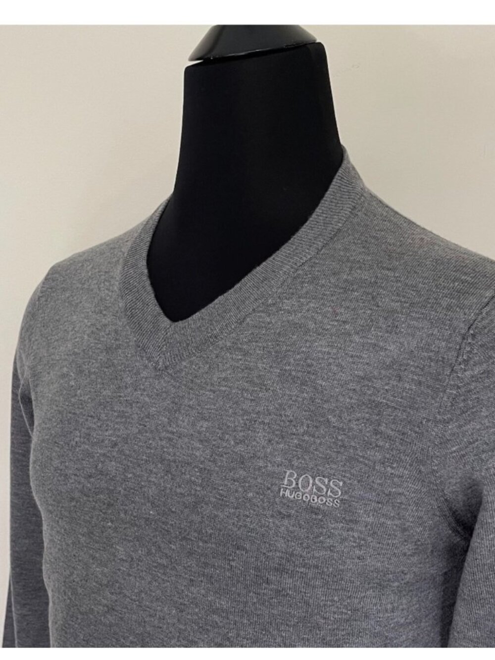 BOSS Men’s Wool-Blend V-Neck Sweater Heather Gray Size S NWT